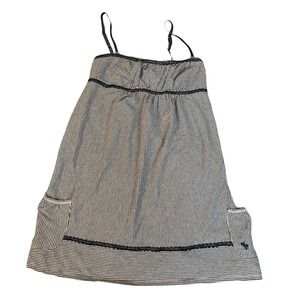 Abercrombie Kids Y2K Vintage Pinstripe Cami Tank Babydoll Top/Dress Navy White L